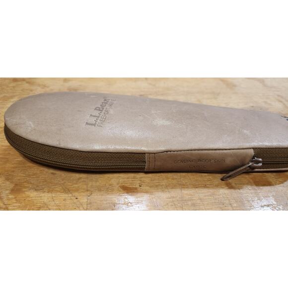 Rare LL Bean Slippers Beige Teavel Slippers W/ Zippered Case Mens Large Deerskin main image 10